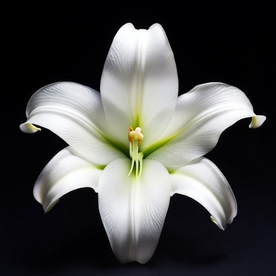 White lily on black background