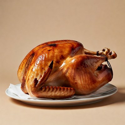 Golden roasted turkey on a plate