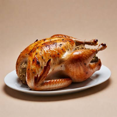 Turkey on a platter with stuffing