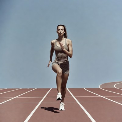 Runner on track in motion during daytime