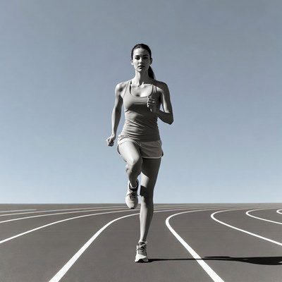 Runner on track in active motion