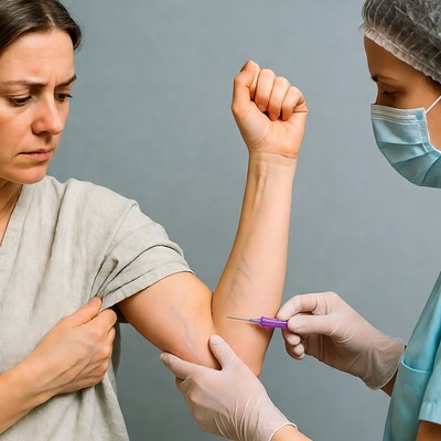 Woman receiving a medical injection
