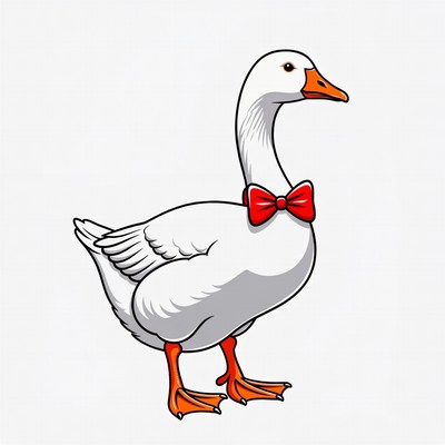 Goose wearing a red bow tie