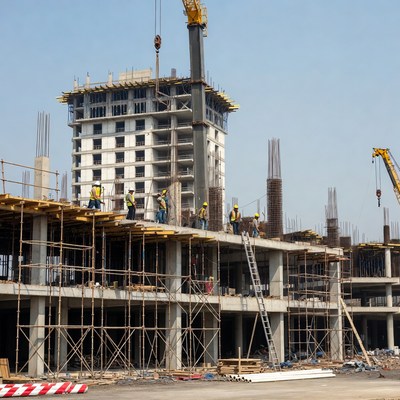 Construction site in progress with workers
