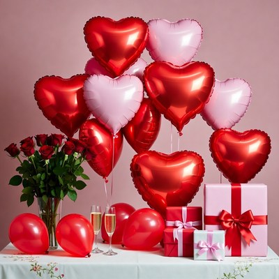 Celebration with balloons and flowers