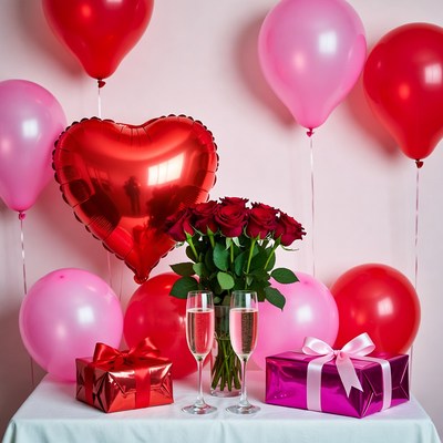 Celebration with gifts and flowers