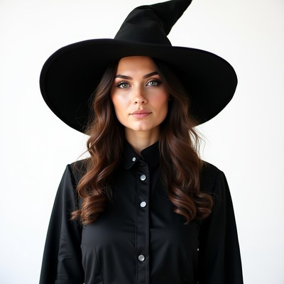 Woman in black witch outfit