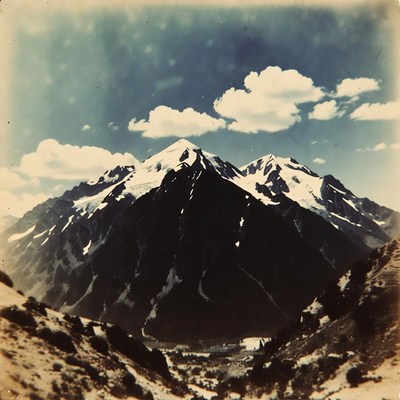 Mountains with snow and clouds in the sky