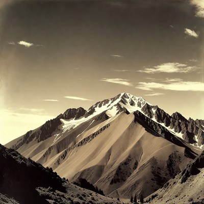 Mountain landscape view with snow