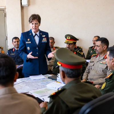 Military briefing with top leaders present
