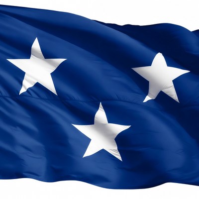 Flag with three stars on blue background