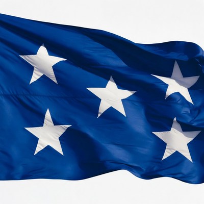 Flag with five white stars on blue background