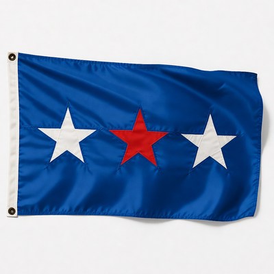 Three stars on blue flag