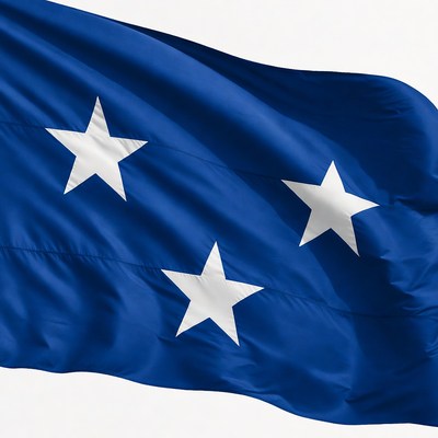 Blue flag with white stars waving
