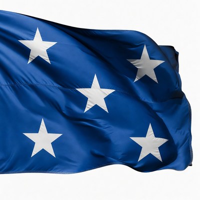 Blue flag with white stars waving