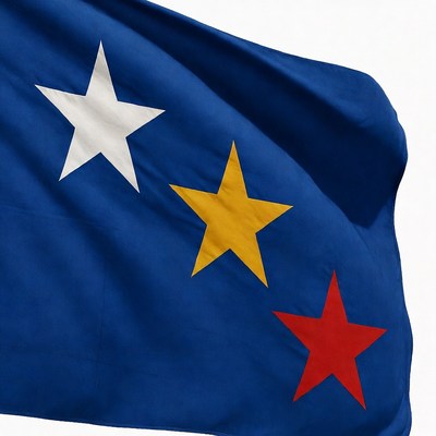 Flag with three stars on blue background