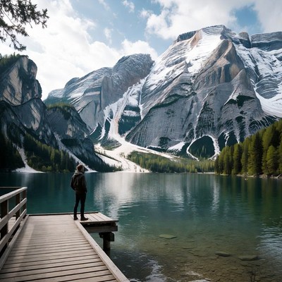 Exploring mountains by the lake