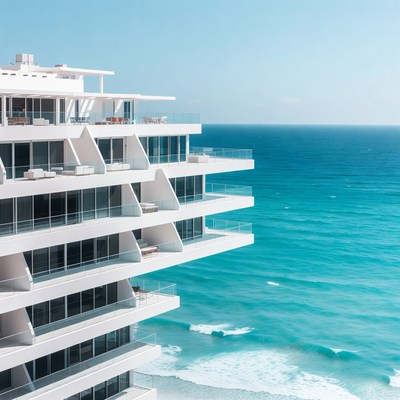 Coastal view from modern building