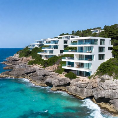 Modern houses by the sea shore