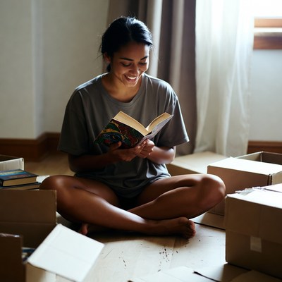 Enjoying a book in a new home