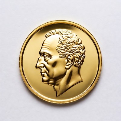Gold coin with historic portrait