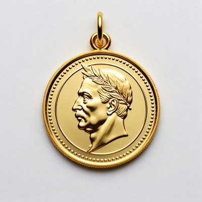 Gold medal with profile design