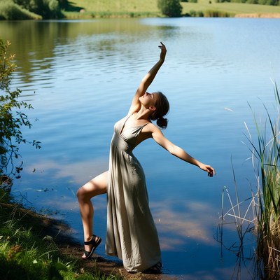Dancer by the water at daytime