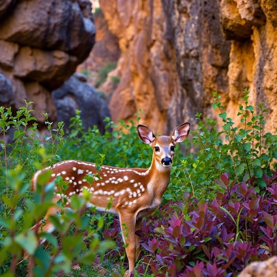 Deer standing in rocky landscape