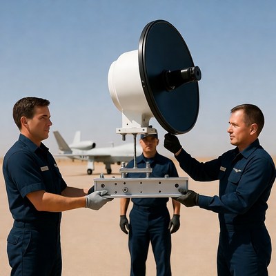 Team works together to install equipment