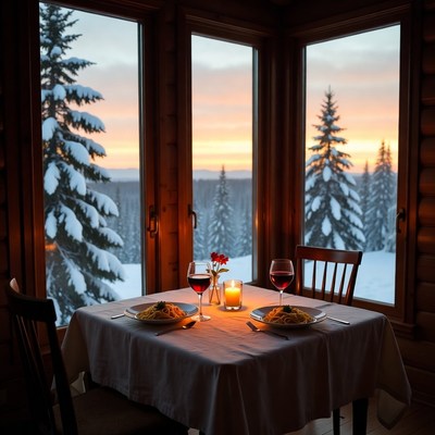 Winter dinner by the window