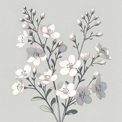 White flowers on grey background in a design