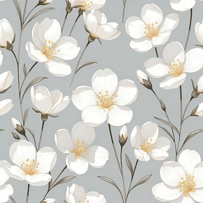 White flowers on gray background