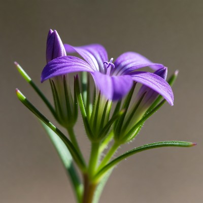 Purple flower growing in sunlight