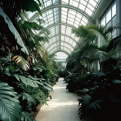 Indoor garden with tropical plants
