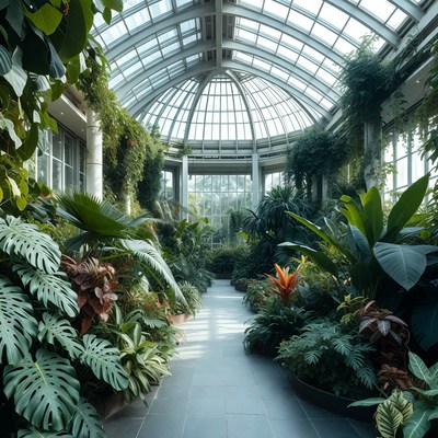 Indoor garden path with plants