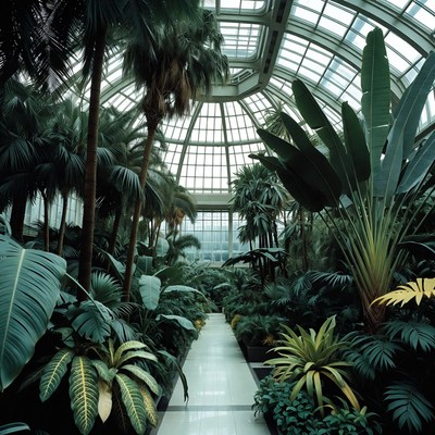 Indoor garden with large plants