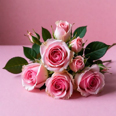 Fresh pink roses on a table