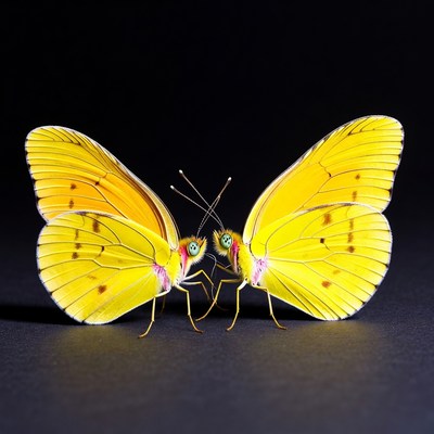 Yellow butterflies facing each other