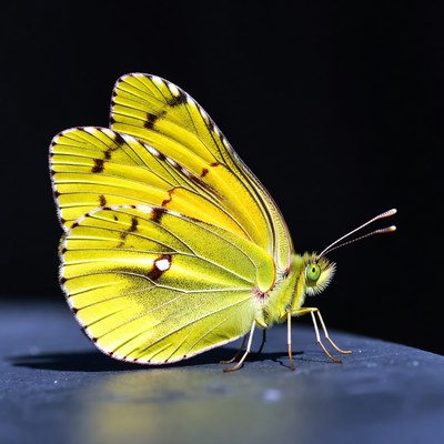 Yellow butterfly resting on surface