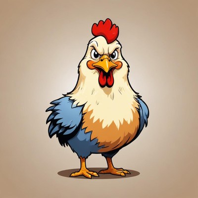Cartoon chicken with a bold stance