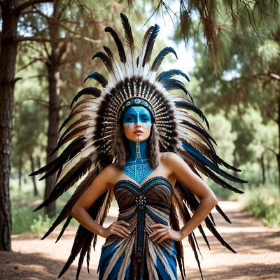 Native spirit in forest setting