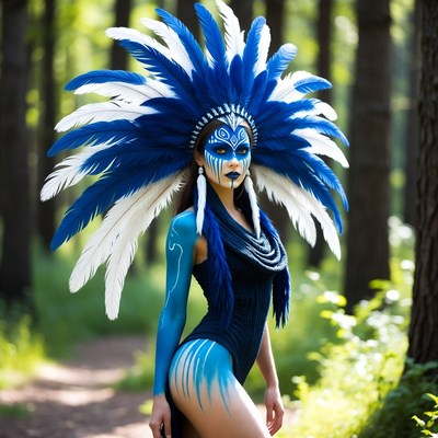 Colorful dancer in forest setting