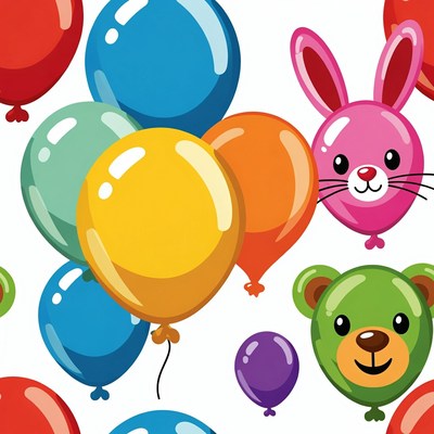 Colorful balloons with animal faces