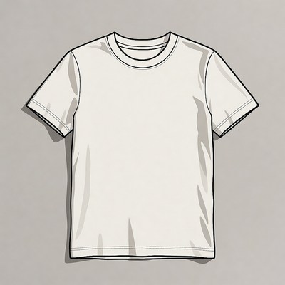 Plain white t-shirt displayed on a flat surface