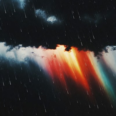 Colorful light through rain clouds
