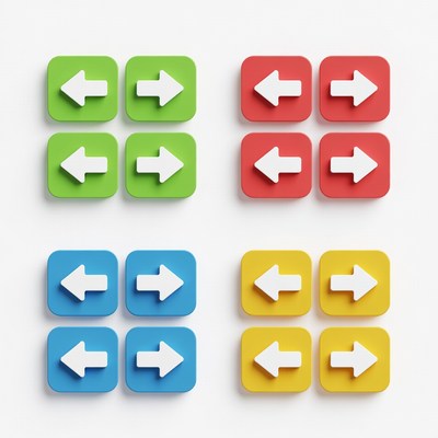 Colorful directional button layout design