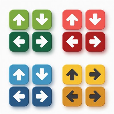 Directional arrow buttons in various colors