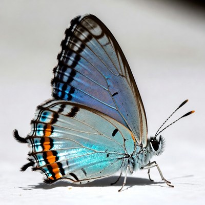 Blue butterfly on a surface