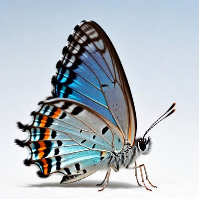 Butterfly with blue wings on plain background