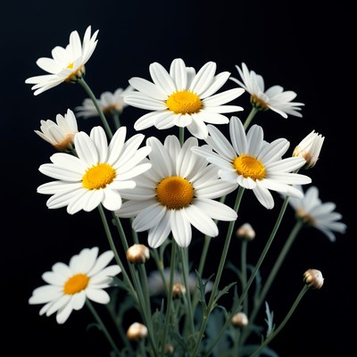 Daisies in a dark background